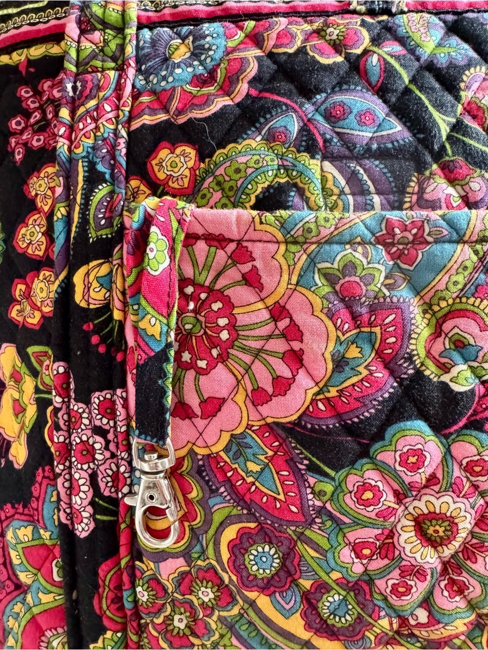 Vera Bradley Black Multi Floral Paisley Quilted Tote - Picture 8 of 9